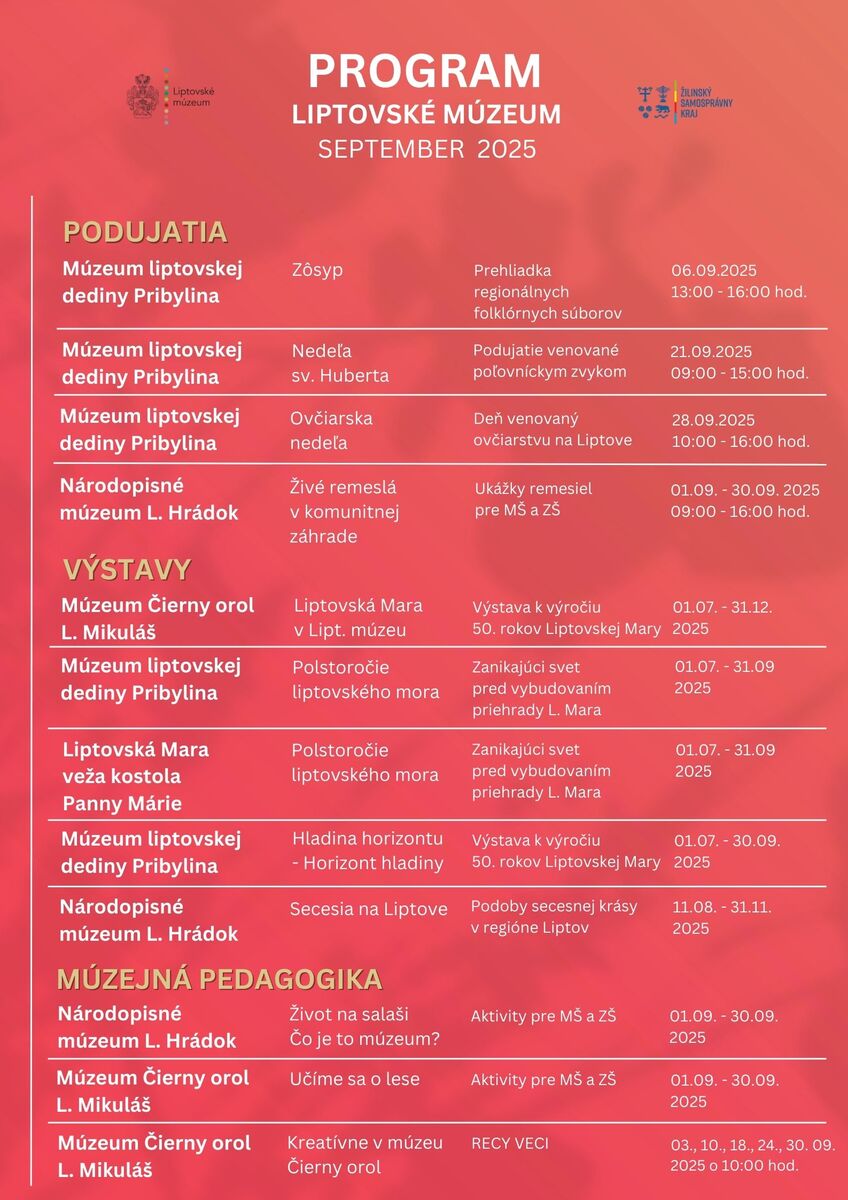 Program podujati september 2025